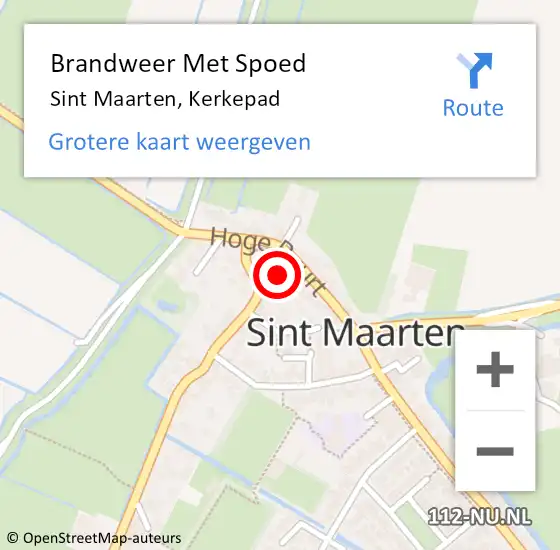 Locatie op kaart van de 112 melding: Brandweer Met Spoed Naar Sint Maarten, Kerkepad op 13 december 2021 16:44