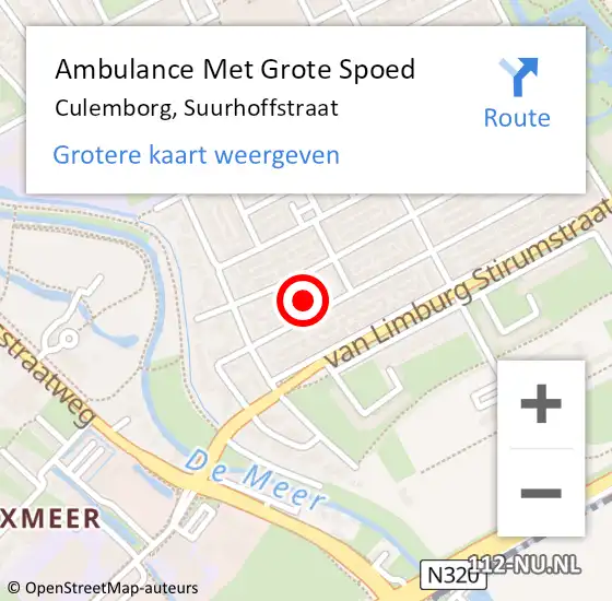 Locatie op kaart van de 112 melding: Ambulance Met Grote Spoed Naar Culemborg, Suurhoffstraat op 13 december 2021 16:46