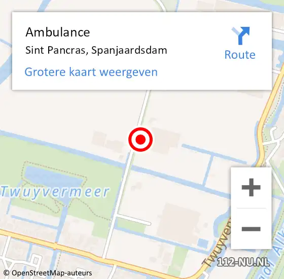 Locatie op kaart van de 112 melding: Ambulance Sint Pancras, Spanjaardsdam op 13 december 2021 17:16