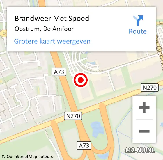 Locatie op kaart van de 112 melding: Brandweer Met Spoed Naar Oostrum, De Amfoor op 13 december 2021 17:18