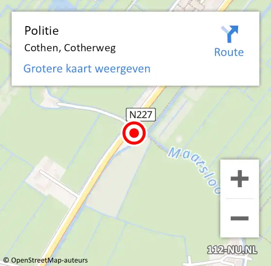 Locatie op kaart van de 112 melding: Politie Cothen, Cotherweg op 13 december 2021 17:22