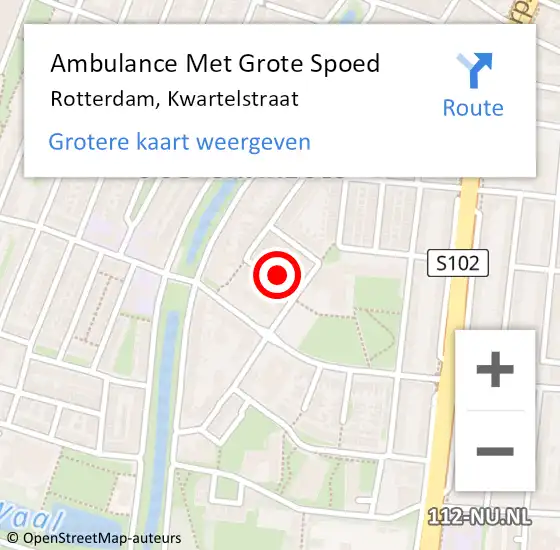 Locatie op kaart van de 112 melding: Ambulance Met Grote Spoed Naar Rotterdam, Kwartelstraat op 13 december 2021 18:06