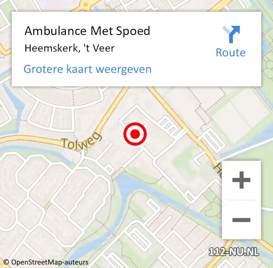 Locatie op kaart van de 112 melding: Ambulance Met Spoed Naar Heemskerk, 't Veer op 13 december 2021 18:11