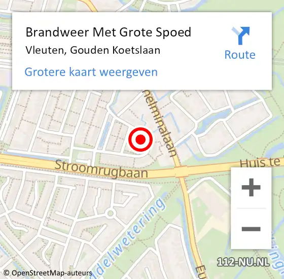 Locatie op kaart van de 112 melding: Brandweer Met Grote Spoed Naar Vleuten, Gouden Koetslaan op 13 december 2021 18:14