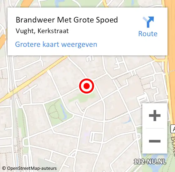 Locatie op kaart van de 112 melding: Brandweer Met Grote Spoed Naar Vught, Kerkstraat op 13 december 2021 18:20