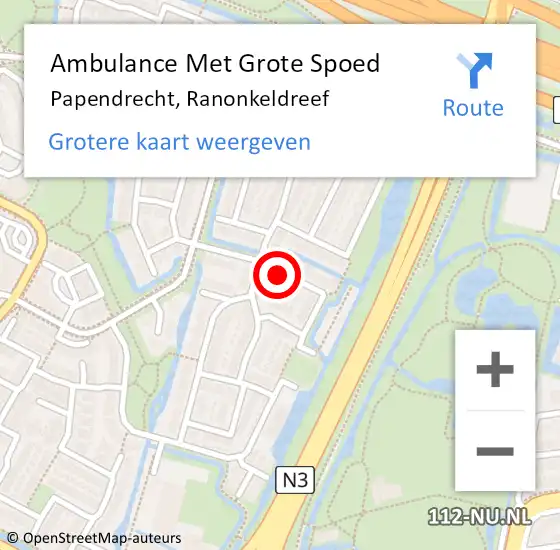 Locatie op kaart van de 112 melding: Ambulance Met Grote Spoed Naar Papendrecht, Ranonkeldreef op 13 december 2021 18:50
