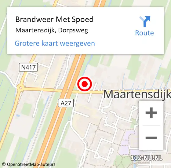 Locatie op kaart van de 112 melding: Brandweer Met Spoed Naar Maartensdijk, Dorpsweg op 13 december 2021 18:56