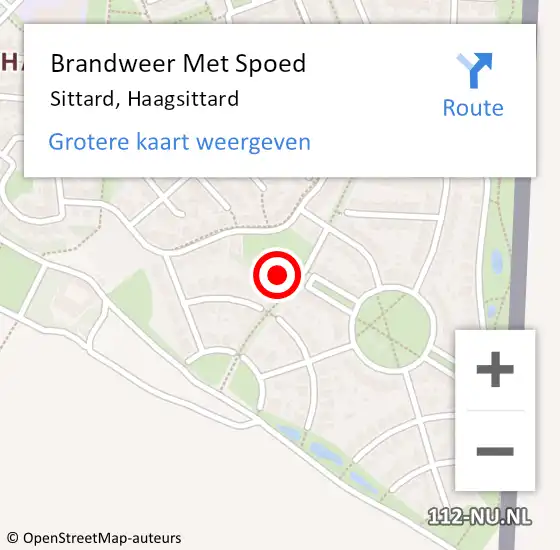 Locatie op kaart van de 112 melding: Brandweer Met Spoed Naar Sittard, Haagsittard op 13 december 2021 18:58