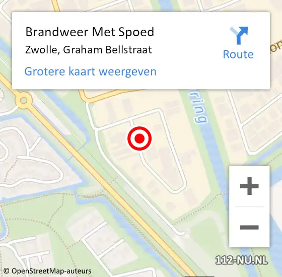 Locatie op kaart van de 112 melding: Brandweer Met Spoed Naar Zwolle, Graham Bellstraat op 13 december 2021 19:03