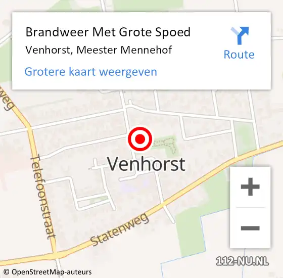 Locatie op kaart van de 112 melding: Brandweer Met Grote Spoed Naar Venhorst, Meester Mennehof op 13 december 2021 19:34