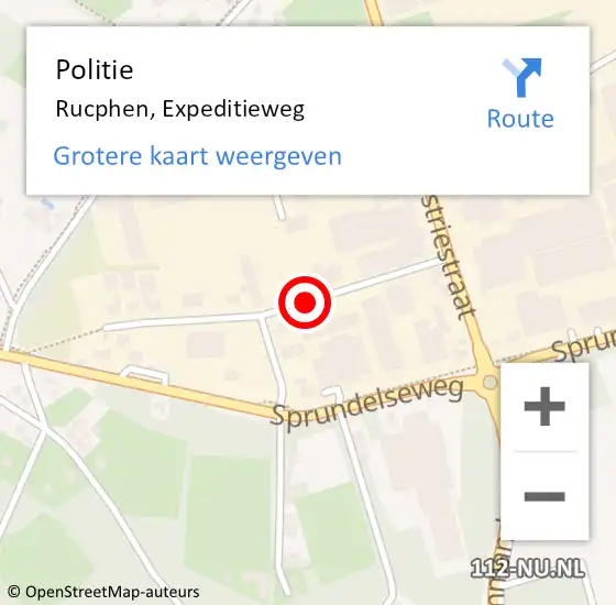 Locatie op kaart van de 112 melding: Politie Rucphen, Expeditieweg op 13 december 2021 20:02