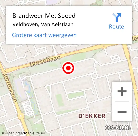Locatie op kaart van de 112 melding: Brandweer Met Spoed Naar Veldhoven, Van Aelstlaan op 13 december 2021 20:07