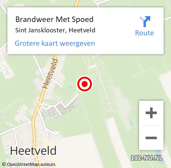 Locatie op kaart van de 112 melding: Brandweer Met Spoed Naar Sint Jansklooster, Heetveld op 13 december 2021 20:19