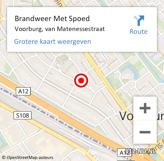 Locatie op kaart van de 112 melding: Brandweer Met Spoed Naar Voorburg, van Matenessestraat op 13 december 2021 20:20