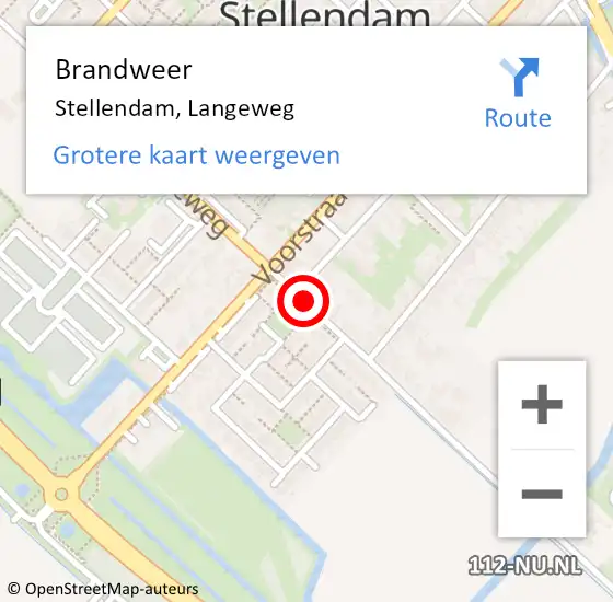 Locatie op kaart van de 112 melding: Brandweer Stellendam, Langeweg op 13 december 2021 20:21