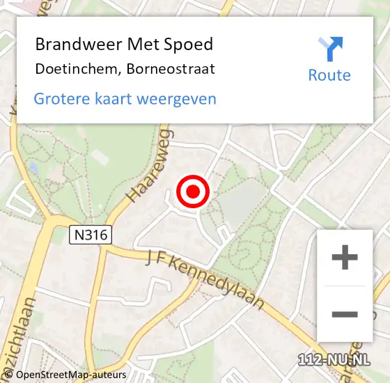 Locatie op kaart van de 112 melding: Brandweer Met Spoed Naar Doetinchem, Borneostraat op 13 december 2021 20:25