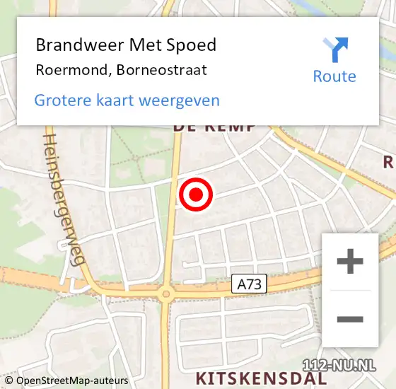 Locatie op kaart van de 112 melding: Brandweer Met Spoed Naar Roermond, Borneostraat op 13 december 2021 20:27