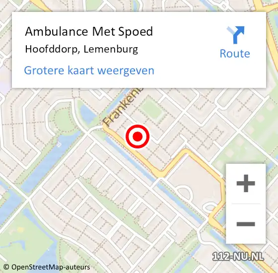 Locatie op kaart van de 112 melding: Ambulance Met Spoed Naar Hoofddorp, Lemenburg op 13 december 2021 20:30