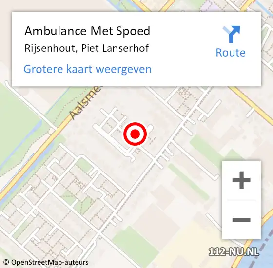 Locatie op kaart van de 112 melding: Ambulance Met Spoed Naar Rijsenhout, Piet Lanserhof op 13 december 2021 20:42