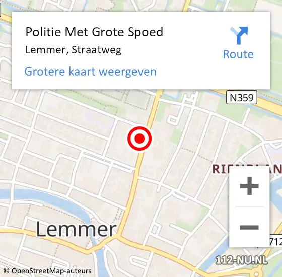 Locatie op kaart van de 112 melding: Politie Met Grote Spoed Naar Lemmer, Straatweg op 13 december 2021 20:53