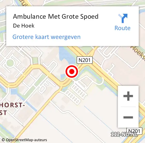 Locatie op kaart van de 112 melding: Ambulance Met Grote Spoed Naar De Hoek op 13 december 2021 21:04
