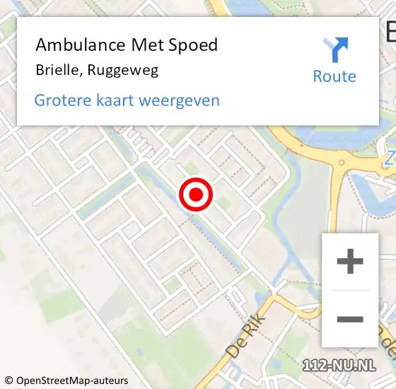 Locatie op kaart van de 112 melding: Ambulance Met Spoed Naar Brielle, Ruggeweg op 13 december 2021 23:06