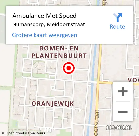 Locatie op kaart van de 112 melding: Ambulance Met Spoed Naar Numansdorp, Meidoornstraat op 13 december 2021 23:18