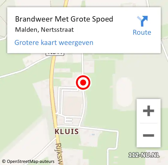 Locatie op kaart van de 112 melding: Brandweer Met Grote Spoed Naar Malden, Nertsstraat op 14 december 2021 00:31