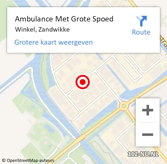 Locatie op kaart van de 112 melding: Ambulance Met Grote Spoed Naar Winkel, Zandwikke op 14 december 2021 00:48