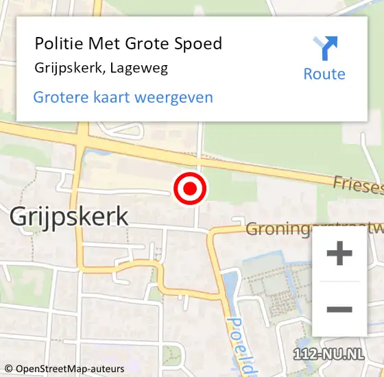 Locatie op kaart van de 112 melding: Politie Met Grote Spoed Naar Grijpskerk, Lageweg op 14 december 2021 00:51