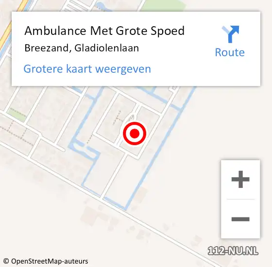 Locatie op kaart van de 112 melding: Ambulance Met Grote Spoed Naar Breezand, Gladiolenlaan op 14 december 2021 02:22