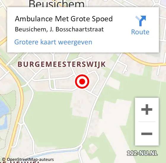 Locatie op kaart van de 112 melding: Ambulance Met Grote Spoed Naar Beusichem, J. Bosschaartstraat op 14 december 2021 03:32