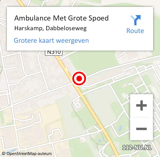 Locatie op kaart van de 112 melding: Ambulance Met Grote Spoed Naar Harskamp, Dabbeloseweg op 14 december 2021 04:06