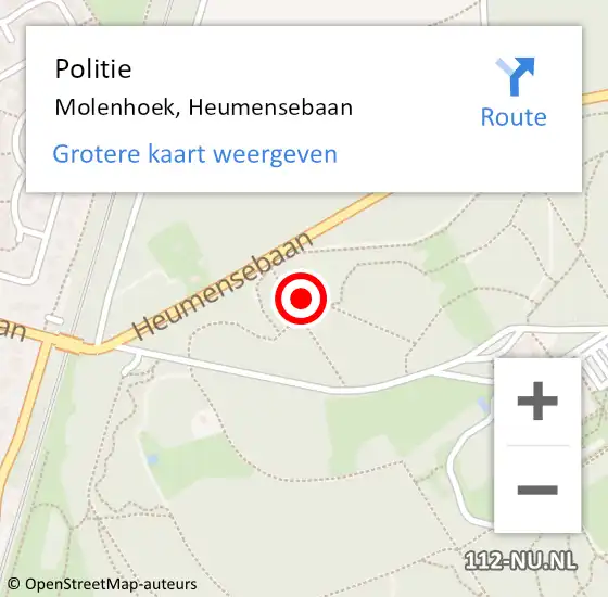 Locatie op kaart van de 112 melding: Politie Molenhoek, Heumensebaan op 14 december 2021 05:35