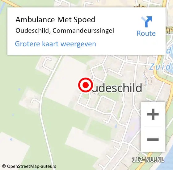 Locatie op kaart van de 112 melding: Ambulance Met Spoed Naar Oudeschild, Commandeurssingel op 14 december 2021 07:03