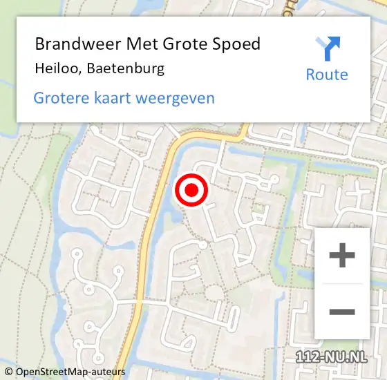 Locatie op kaart van de 112 melding: Brandweer Met Grote Spoed Naar Heiloo, Baetenburg op 14 december 2021 08:06