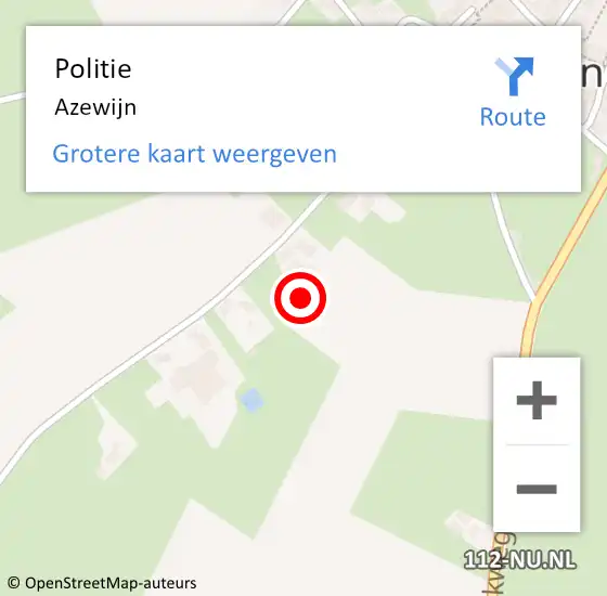 Locatie op kaart van de 112 melding: Politie Azewijn op 14 december 2021 08:08