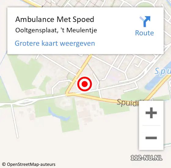 Locatie op kaart van de 112 melding: Ambulance Met Spoed Naar Ooltgensplaat, 't Meulentje op 14 december 2021 08:12