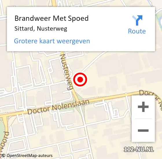 Locatie op kaart van de 112 melding: Brandweer Met Spoed Naar Sittard, Nusterweg op 14 december 2021 08:22