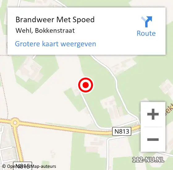 Locatie op kaart van de 112 melding: Brandweer Met Spoed Naar Wehl, Bokkenstraat op 14 december 2021 08:34