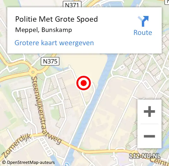 Locatie op kaart van de 112 melding: Politie Met Grote Spoed Naar Meppel, Bunskamp op 14 december 2021 08:41