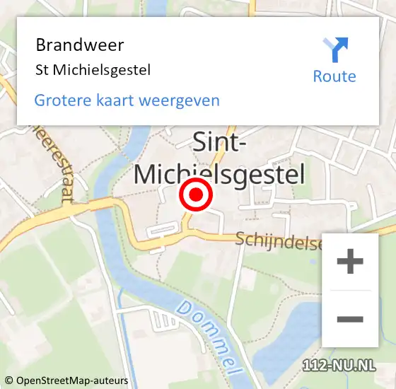 Locatie op kaart van de 112 melding: Brandweer St Michielsgestel op 7 oktober 2013 04:55