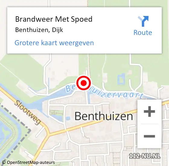 Locatie op kaart van de 112 melding: Brandweer Met Spoed Naar Benthuizen, Dijk op 2 juli 2014 10:12