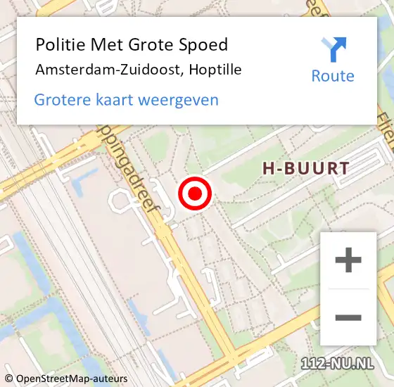 Locatie op kaart van de 112 melding: Politie Met Grote Spoed Naar Amsterdam-Zuidoost, Hoptille op 14 december 2021 09:00