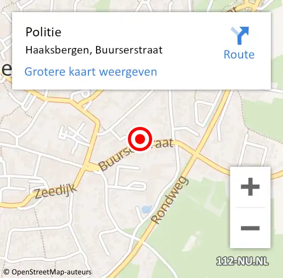 Locatie op kaart van de 112 melding: Politie Haaksbergen, Buurserstraat op 14 december 2021 09:03