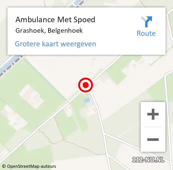 Locatie op kaart van de 112 melding: Ambulance Met Spoed Naar Grashoek, Belgenhoek op 2 juli 2014 10:13