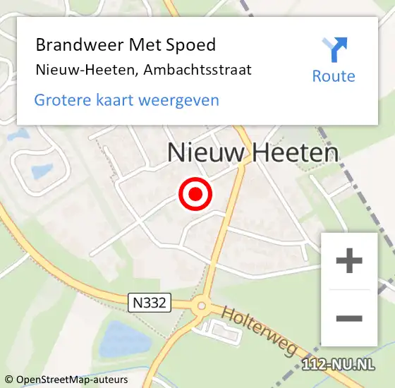 Locatie op kaart van de 112 melding: Brandweer Met Spoed Naar Nieuw-Heeten, Ambachtsstraat op 14 december 2021 09:10