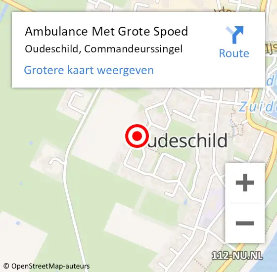 Locatie op kaart van de 112 melding: Ambulance Met Grote Spoed Naar Oudeschild, Commandeurssingel op 14 december 2021 09:12