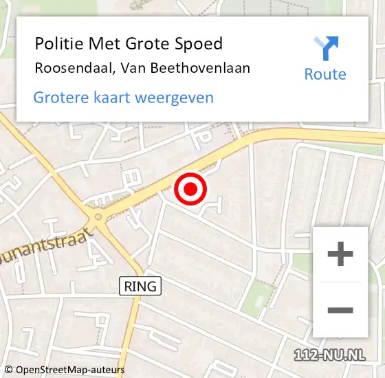 Locatie op kaart van de 112 melding: Politie Met Grote Spoed Naar Roosendaal, Van Beethovenlaan op 14 december 2021 09:43