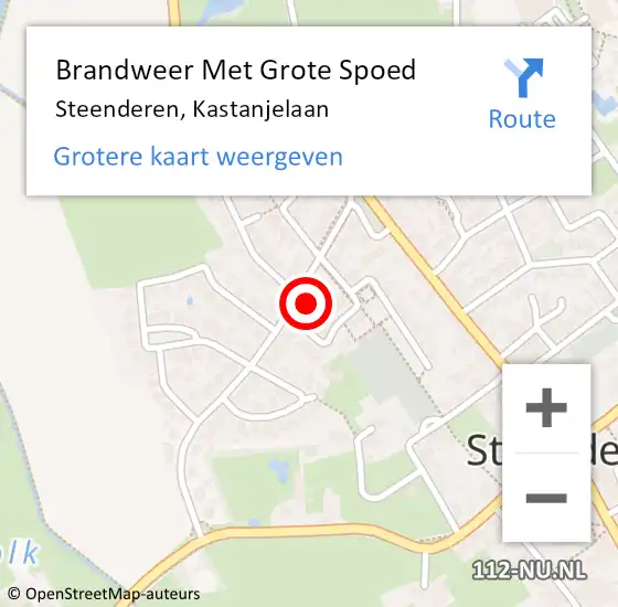 Locatie op kaart van de 112 melding: Brandweer Met Grote Spoed Naar Steenderen, Kastanjelaan op 14 december 2021 10:12